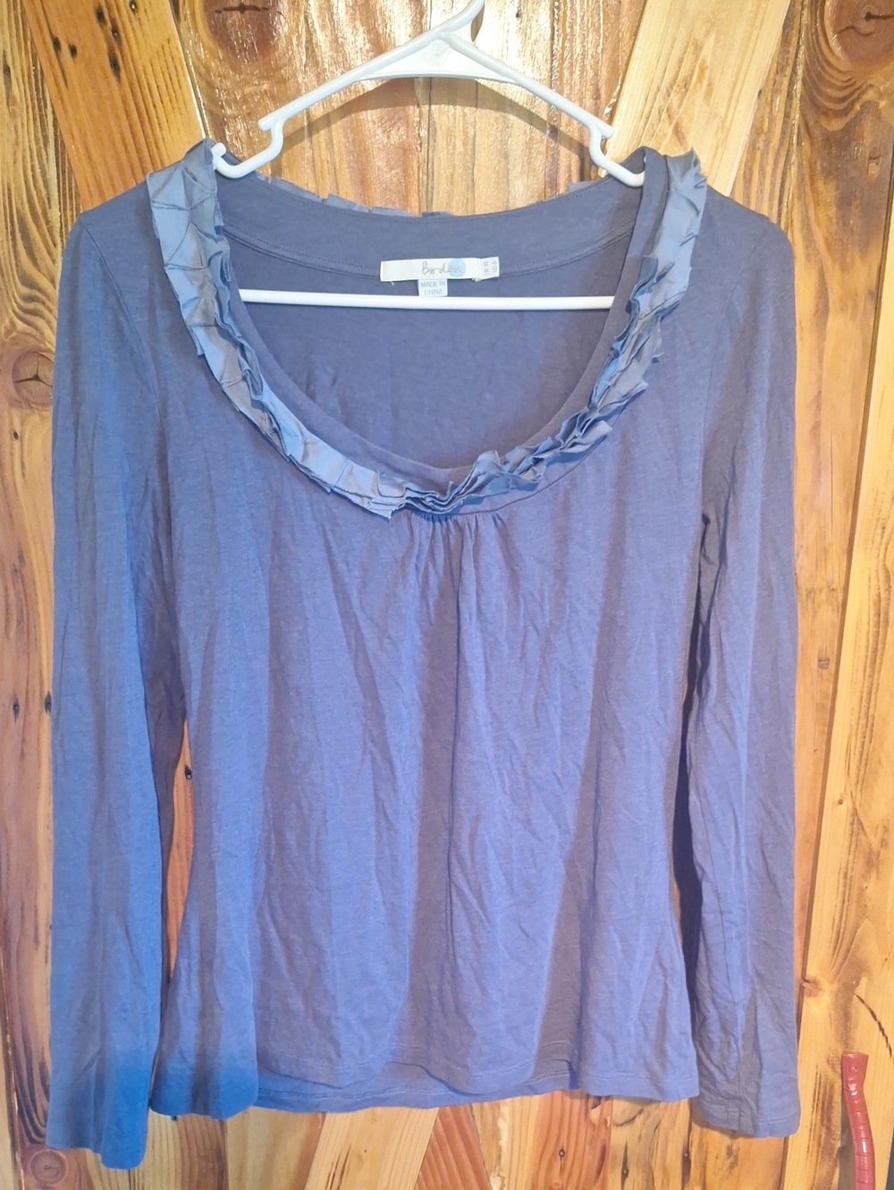 Boden Modal/cotton Blend Size 6 Blue Ruffle Shirt